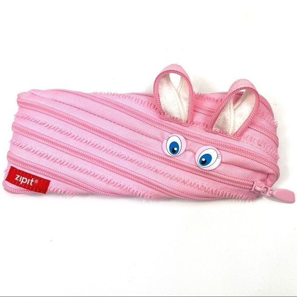 💥3/$15 Zipit pink bunny zipper cosmetics case - Picture 1 of 10